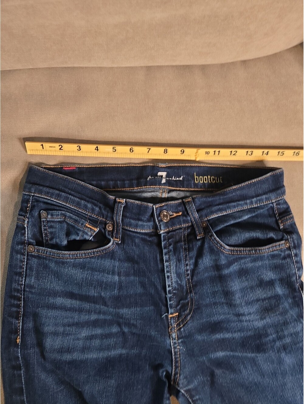 7 For All Mankind Womens 28 Dark Wash Bootcut Low Rise Classic Denim Blue Jeans - Picture 3 of 6